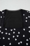 Heart Square Neck Long Sleeve Bodysuit - Trendsi - Flyclothing LLC