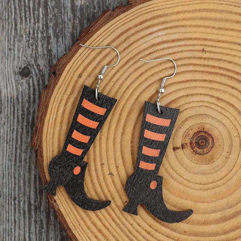 Alloy Wooden Boots Earrings - Trendsi - Flyclothing LLC