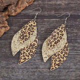 PU Leather Leopard Leaf Earrings - Trendsi - Flyclothing LLC