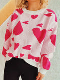 Heart Round Neck Long Sleeve Sweater - Trendsi - Flyclothing LLC