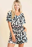 BiBi Gradation Leopard Soft Knit V-neck Romper - Trendsi - Flyclothing LLC