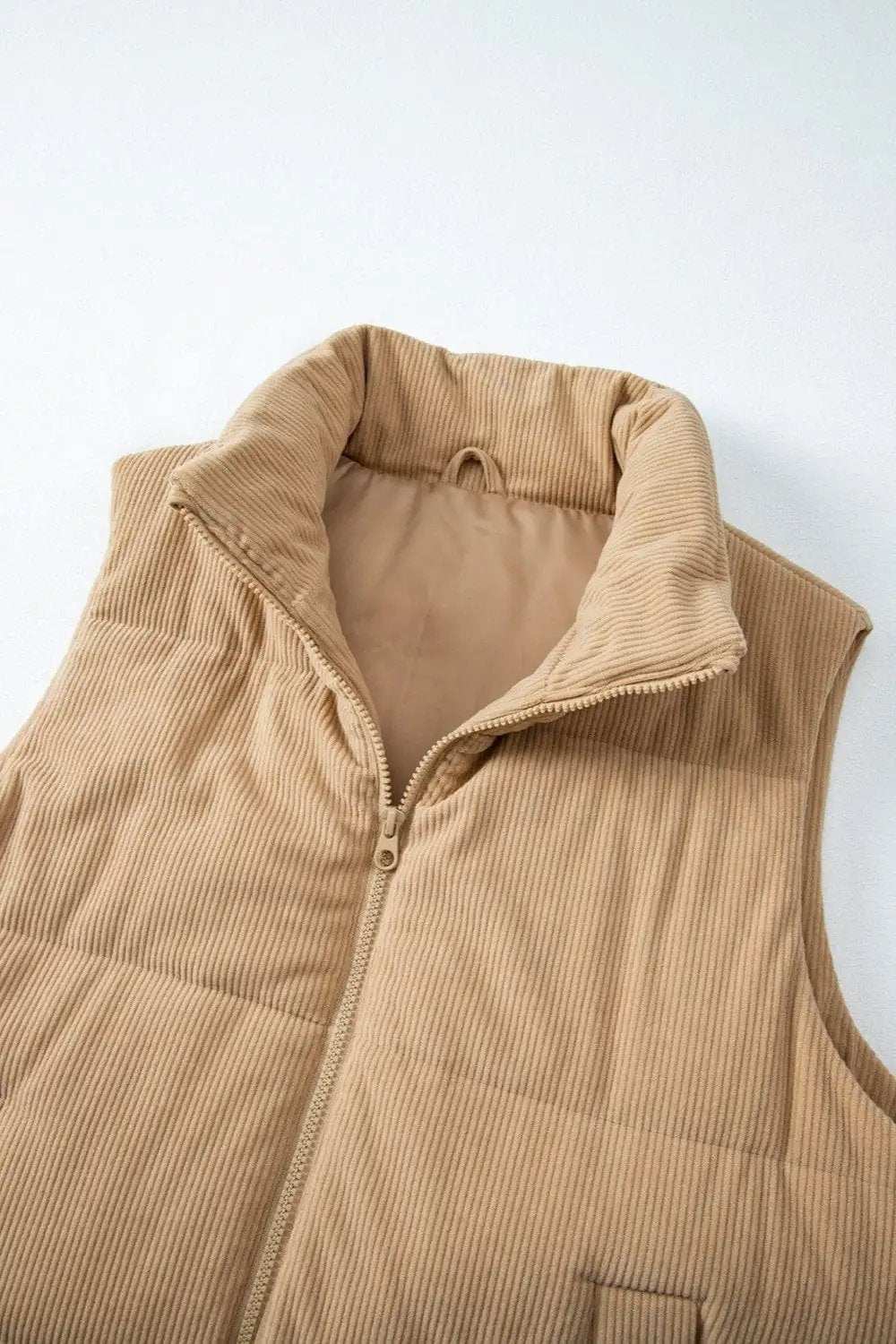 Pocketed Zip Up Turtleneck Vest Coat - Trendsi - Flyclothing LLC