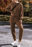 Side Slit Round Neck Long Sleeve Top and Pants Set - Trendsi - Flyclothing LLC