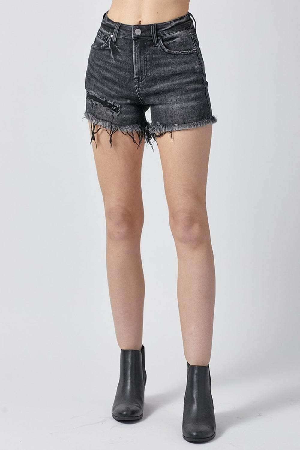 RISEN Raw Hem Denim Shorts with Pockets - Trendsi - Flyclothing LLC