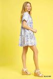 Umgee Floral Ruffled Puff Sleeve Mini Dress - Trendsi - Flyclothing LLC