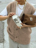 Button-Front Sweater Vest - Trendsi - Flyclothing LLC