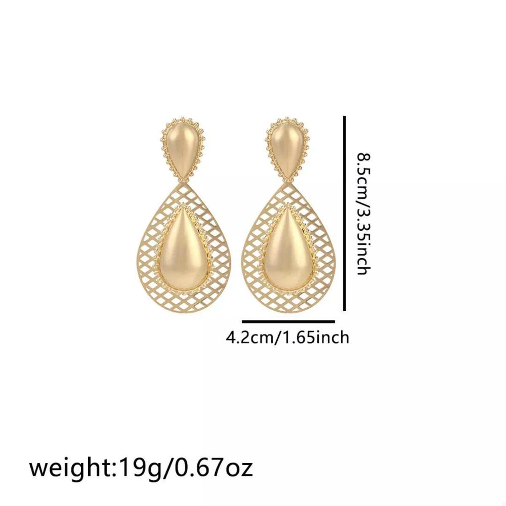 Hollowed-Out Teardrop Statement Earrings - Trendsi - Flyclothing LLC