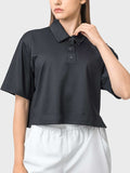 Half Button Short Sleeve Active T-Shirt - Trendsi - Flyclothing LLC