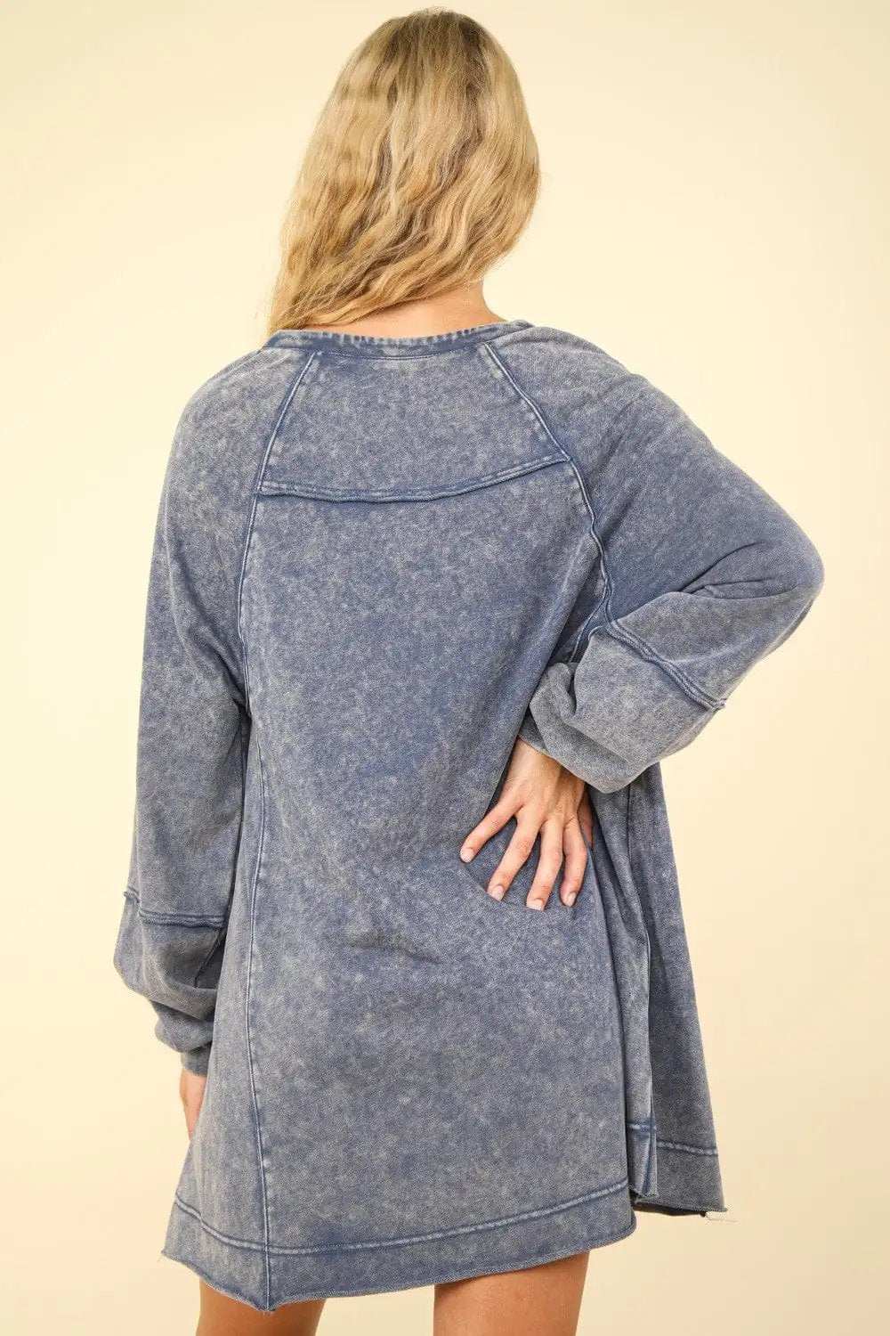 VERY J Mineral Washed Oversized A-Line Mini Dress - Trendsi - Flyclothing LLC
