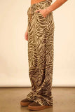 VERY J Animal Print Linen Wide Leg Pants - Trendsi - Flyclothing LLC