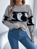 Ghost Round Neck Long Sleeve Sweater - Trendsi - Flyclothing LLC