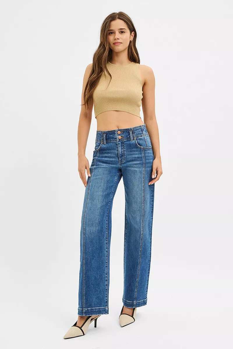 RISEN Mid Rise Fit Wide Baggy Jeans - Trendsi - Flyclothing LLC