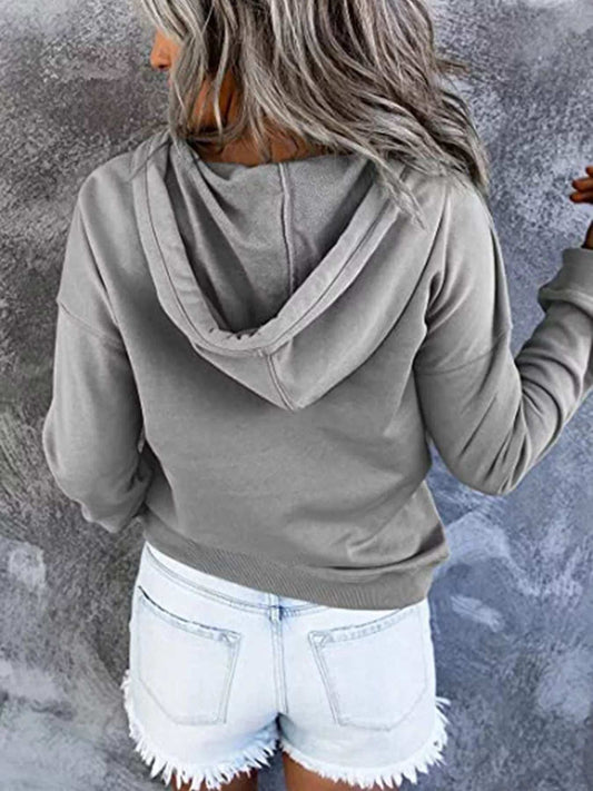 Drawstring Kangaroo Pocket Dropped Shoulder Hoodie - Trendsi - Flyclothing LLC