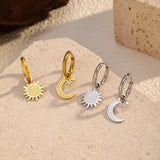 Sun and Moon Dangle Hoop Earrings - Trendsi - Flyclothing LLC