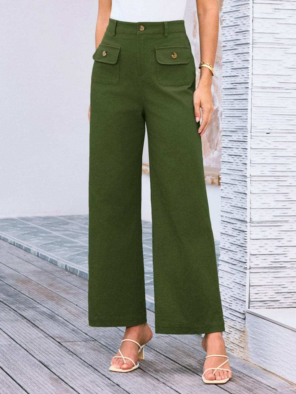 High Waist Wide Leg Pants - Trendsi - Flyclothing LLC
