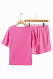 Waffle-Knit Round Neck Top and Shorts Set - Trendsi - Flyclothing LLC