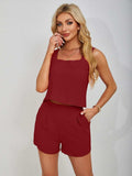 Square Neck Wide Strap Tank and Shorts Set - Trendsi - Flyclothing LLC