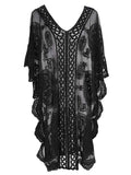 Lace V-Neck Half Sleeve Cover-Up - Trendsi - Flyclothing LLC