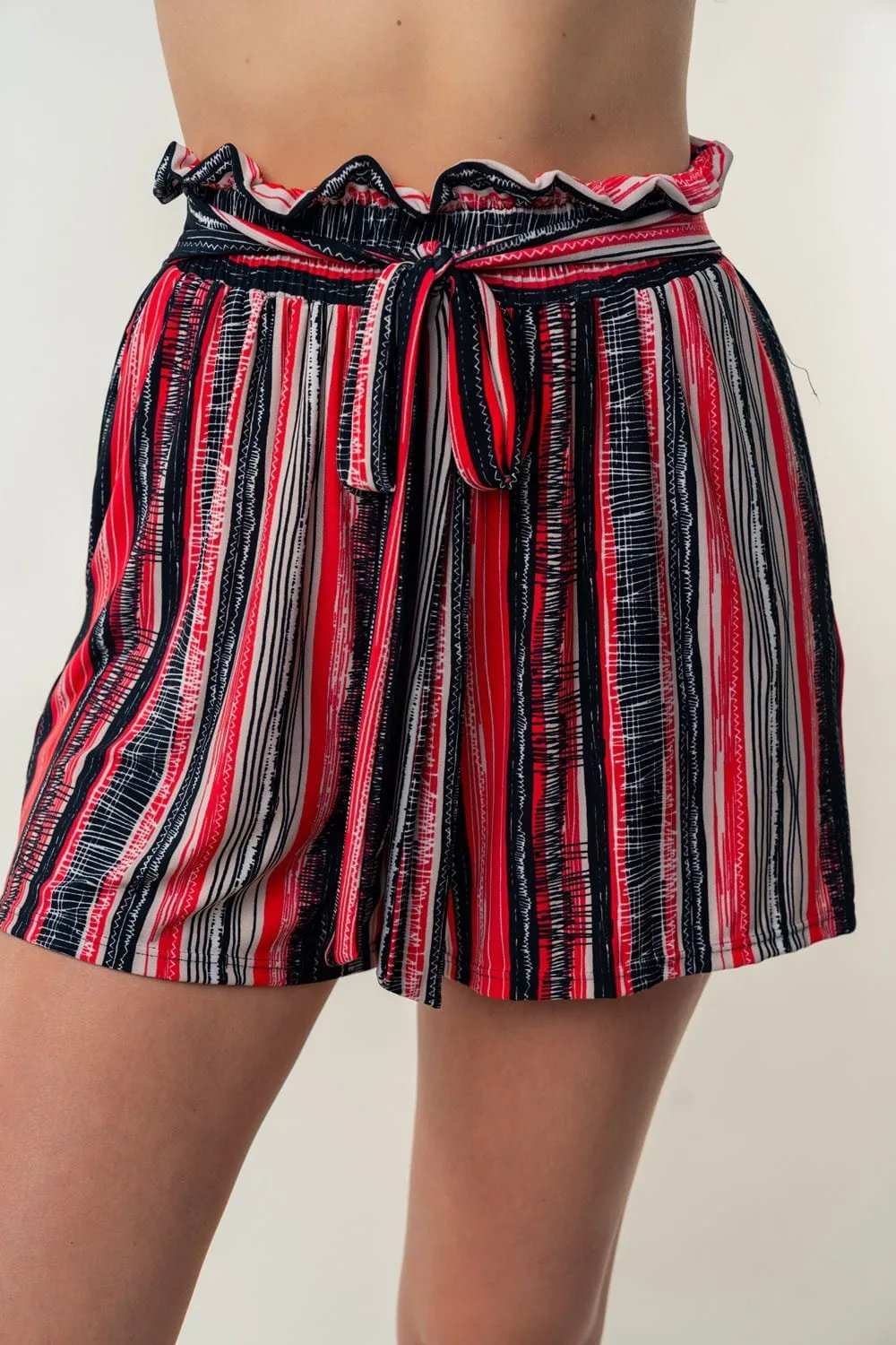 White Birch Full Size High Waisted Striped Shorts - Trendsi - Flyclothing LLC