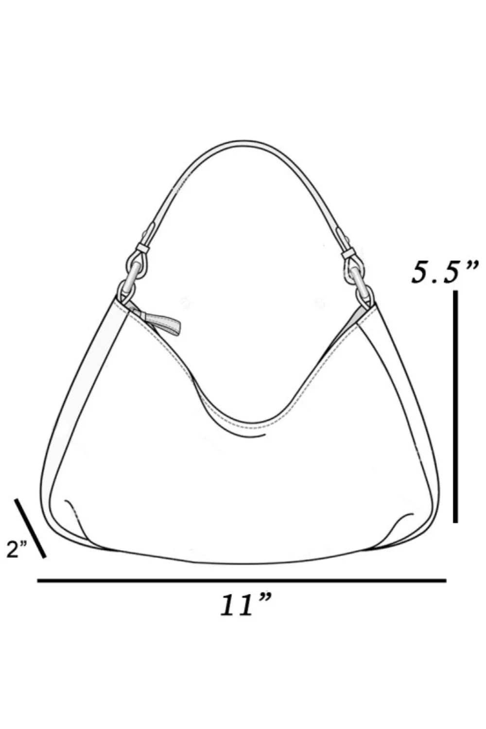 Fame Glossy Faux Leather Rivet Trim Shoulder Bag - Trendsi - Flyclothing LLC