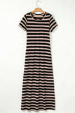 Stripe Casual Round Neck Tee Dress with Pockets - Trendsi - Flyclothing LLC