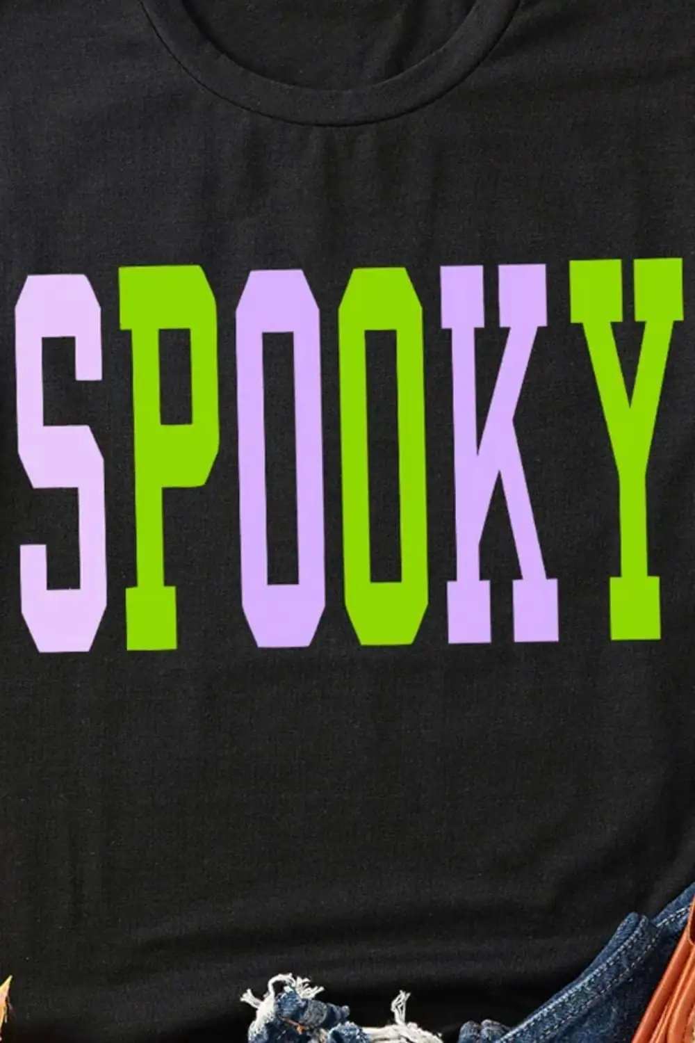 SPOOKY Round Neck Short Sleeve T-Shirt - Trendsi - Flyclothing LLC