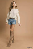 Umgee Linen Scallop Hem Long Sleeve Blouse - Trendsi - Flyclothing LLC