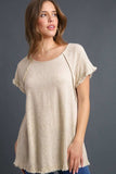 Umgee Full Size Seam Detail Linen Ruffle Fringe Edge Top Plus Size - Trendsi - Flyclothing LLC