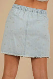 VERY J Bow Printed Casual Denim Mini Skirt - Trendsi - Flyclothing LLC