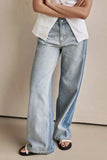 Contrast Straight Leg Jeans with Pockets - Trendsi - Flyclothing LLC