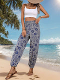 Printed Elastic Waist Pants - Trendsi - Flyclothing LLC