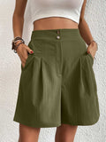 Pocketed Half Elastic Waist Shorts - Trendsi - Flyclothing LLC