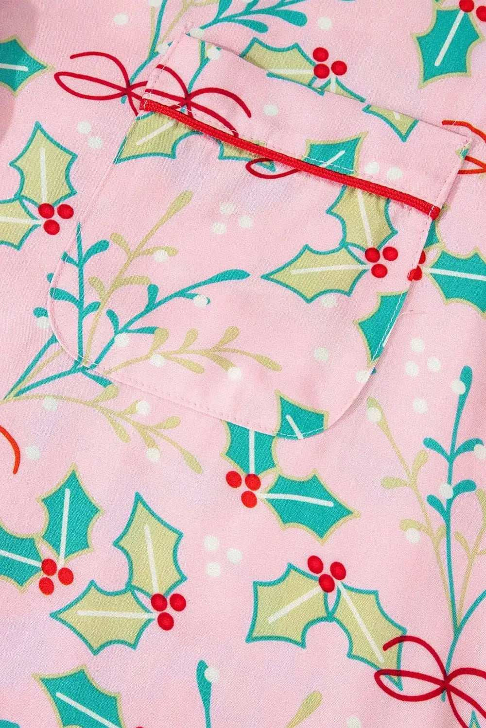 Printed Collared Neck Long Sleeve Top and Pants Lounge Set - Trendsi - Flyclothing LLC