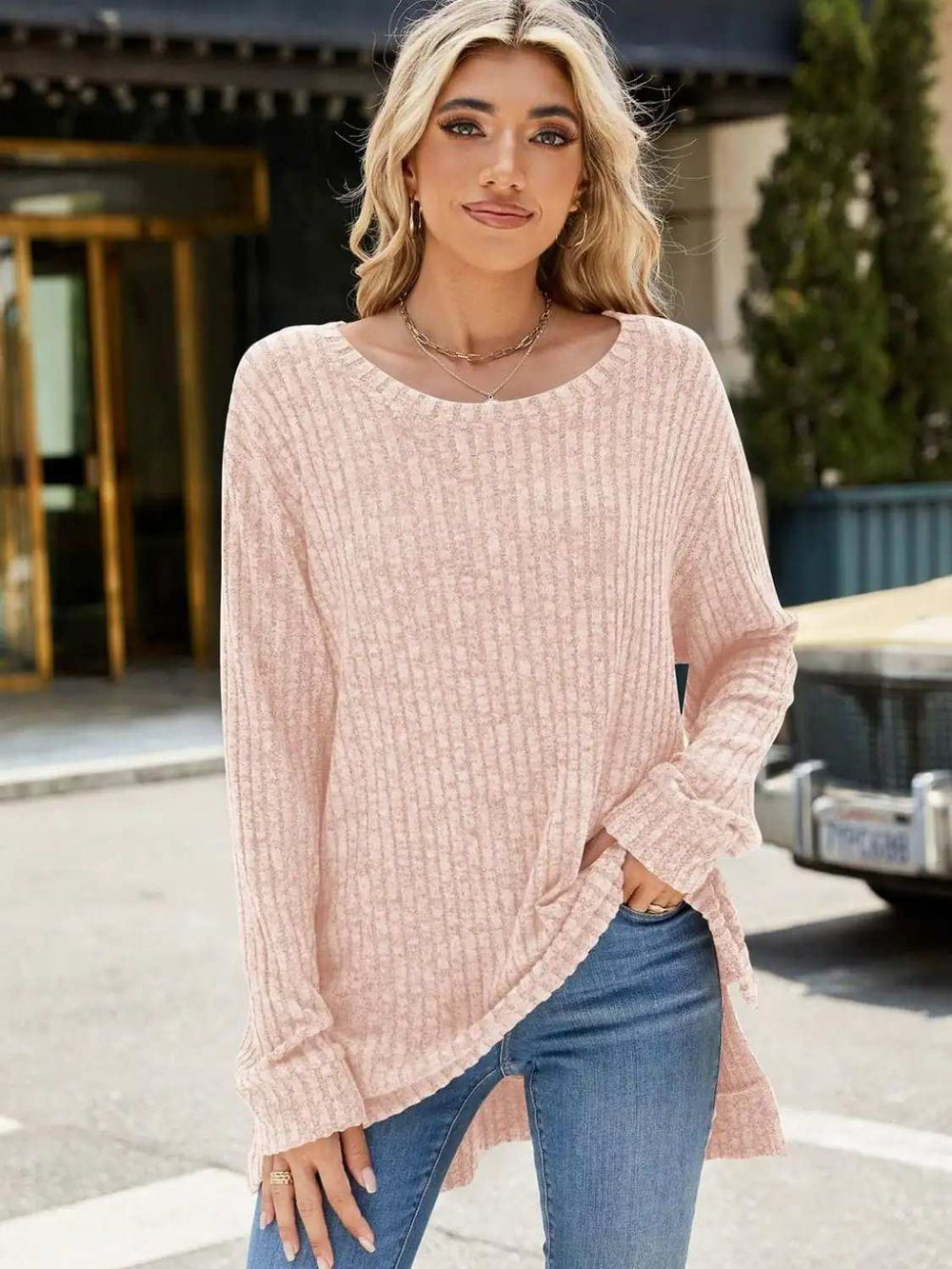 Round Neck Long Sleeve T-Shirt - Trendsi - Flyclothing LLC