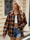 Plaid Collared Neck Long Sleeve Shirt - Trendsi - Flyclothing LLC