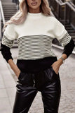 Striped Color Block Long Sleeve Knit Top - Trendsi - Flyclothing LLC