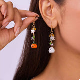 Halloween Asymmetrical Pumpkin Ghost Earrings - Trendsi - Flyclothing LLC
