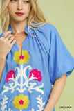 Umgee Embroidered Boho Puff Sleeve Blouse - Trendsi - Flyclothing LLC