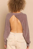 POL Round Neck Backless Sweater with Ribbed Edge - Trendsi - Flyclothing LLC