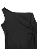 Plus Size Twisted One Shoulder Sleeveless Midi Dress - Trendsi - Flyclothing LLC