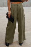 Ruched Wide Leg Pants with Pockets - Trendsi - Flyclothing LLC