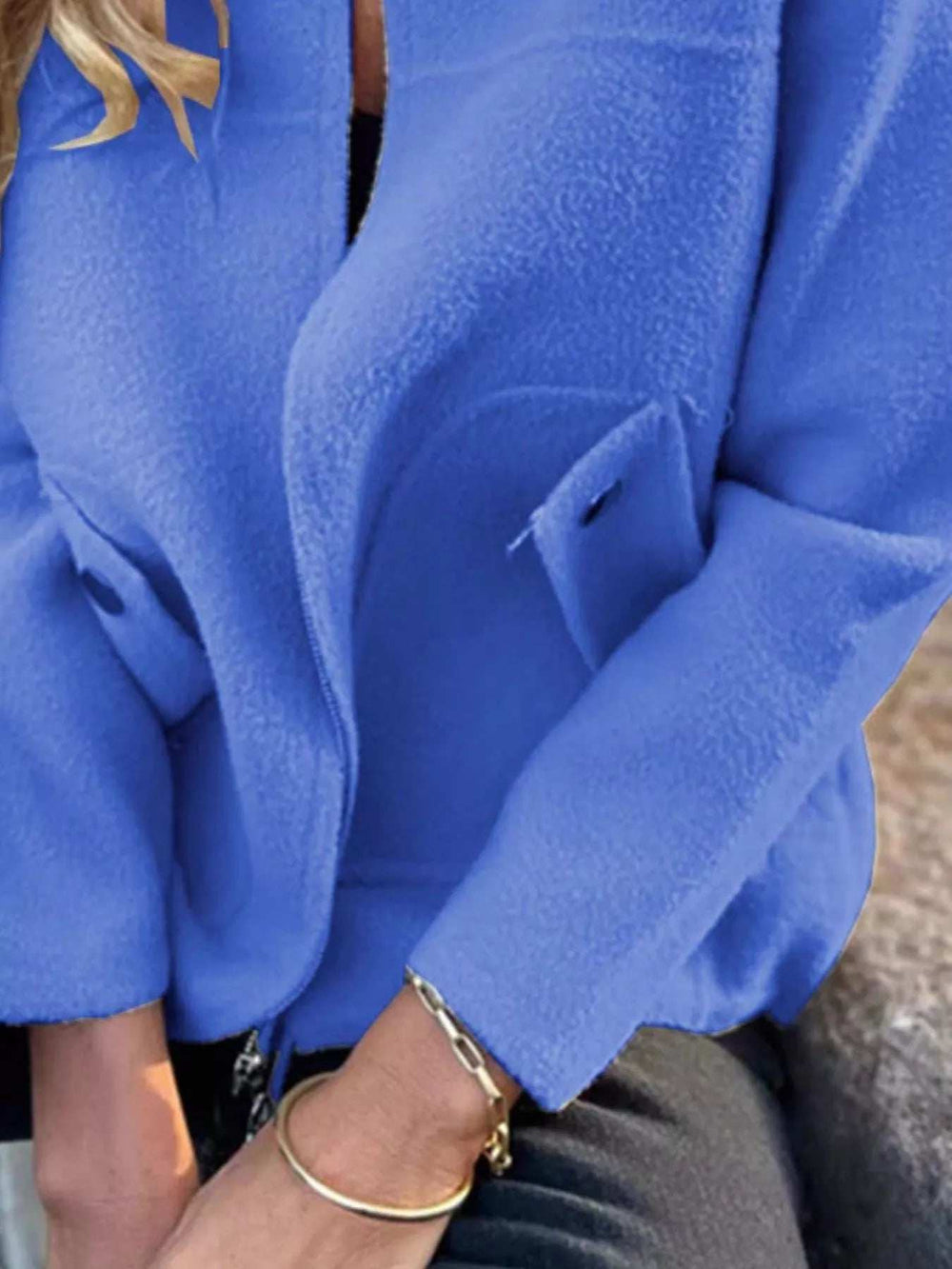 Full Size Textured Knit Zip Up Outerwear Plus Size - Trendsi - Flyclothing LLC