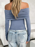 Ruched Off-Shoulder Long Sleeve T-Shirt - Trendsi - Flyclothing LLC