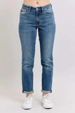 Judy Blue Full Size Mid Rise Skinny Cuff Jeans with Pockets Plus Size - Trendsi - Flyclothing LLC