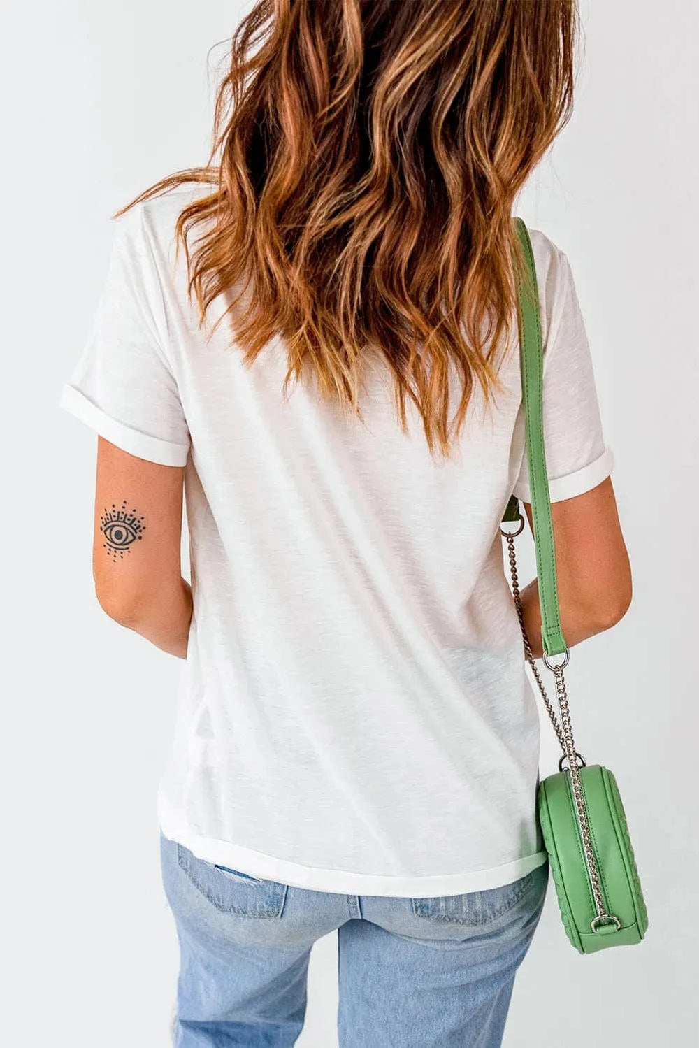 Flower & Letter Graphic Round Neck Short Sleeve T-Shirt - Trendsi - Flyclothing LLC