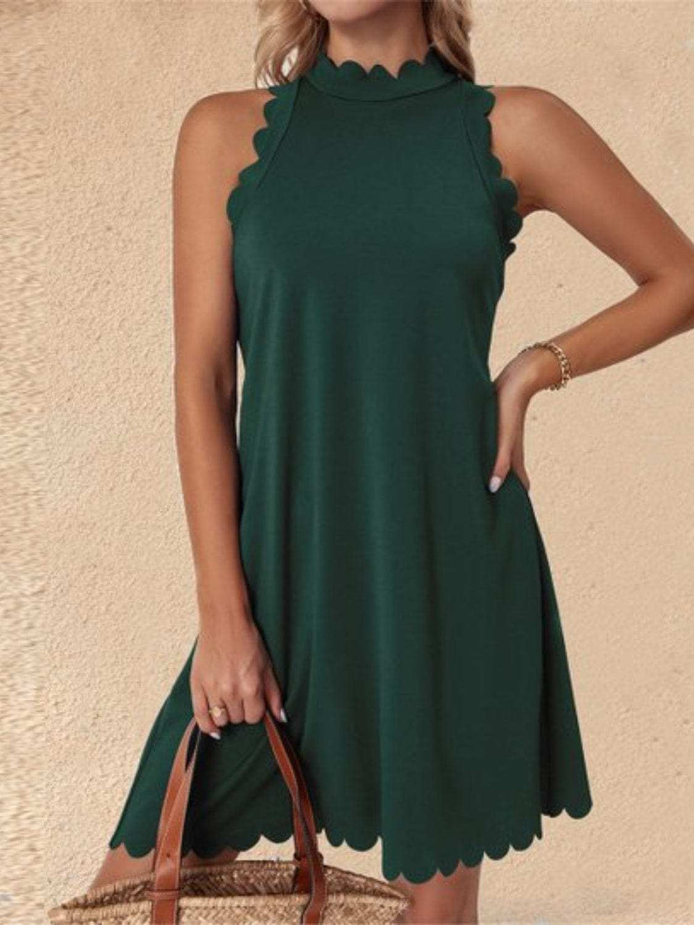 Mock Neck Sleeveless Mini Dress - Trendsi - Flyclothing LLC
