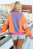 Color Block Round Neck Long Sleeve Top - Trendsi - Flyclothing LLC