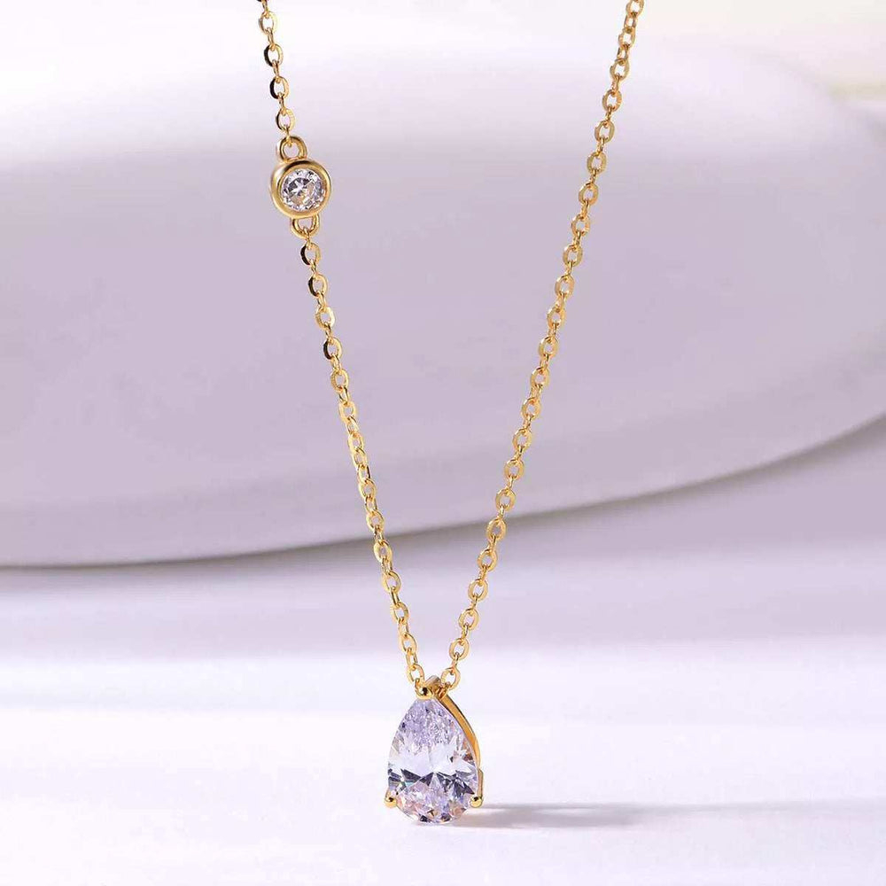 1.25 Carat Moissanite 925 Sterling Silver Teardrop Necklace - Trendsi - Flyclothing LLC