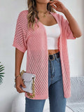 Openwork Open Front Half Sleeve Cardigan - Trendsi - Flyclothing LLC