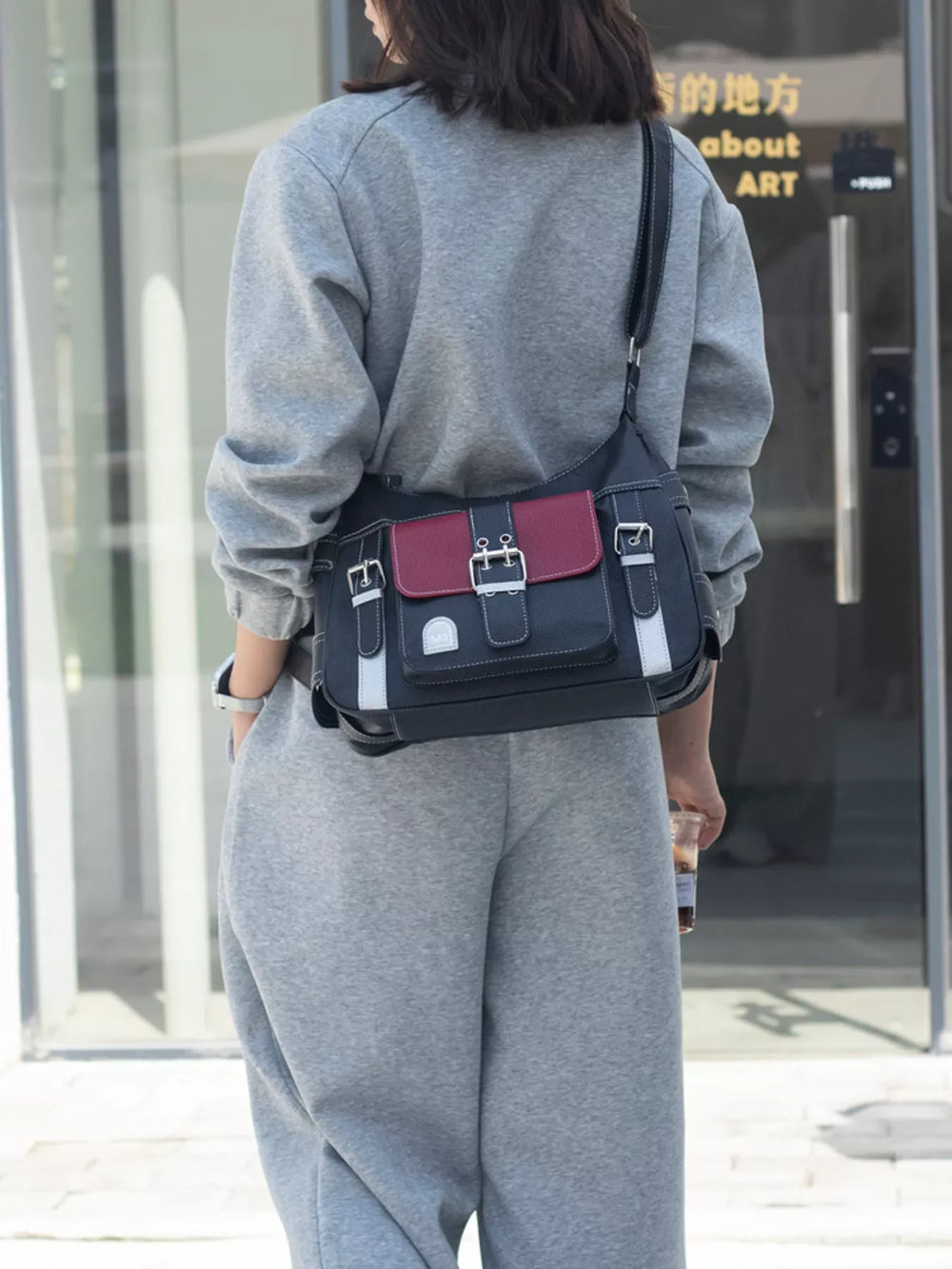 Buckle Decor Flap Crossbody Bag - Trendsi - Flyclothing LLC